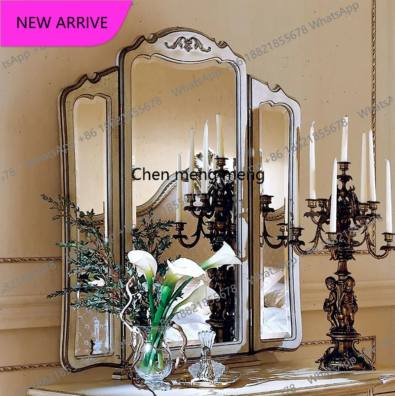 A139French engraved three sides, home bedroom desktop, smart makeup mirror, bathroom mirror