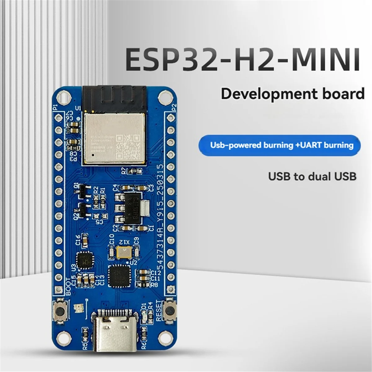 

A002 ESP32-H2-MINI Макетная плата с RGB-подсветкой, поддержка записи USB + UART