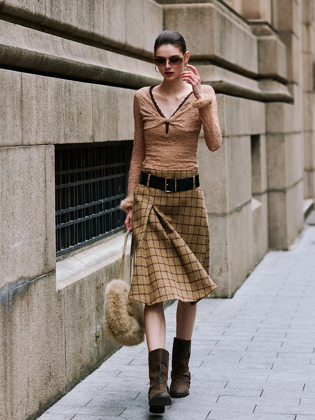 

Юбка Luna7xi в стиле ретро, в британскую клетку, с высокой талией, для повседневной носки, шерстяная, А-силуэт, мягкая, удобная, из полиэфирного волокна