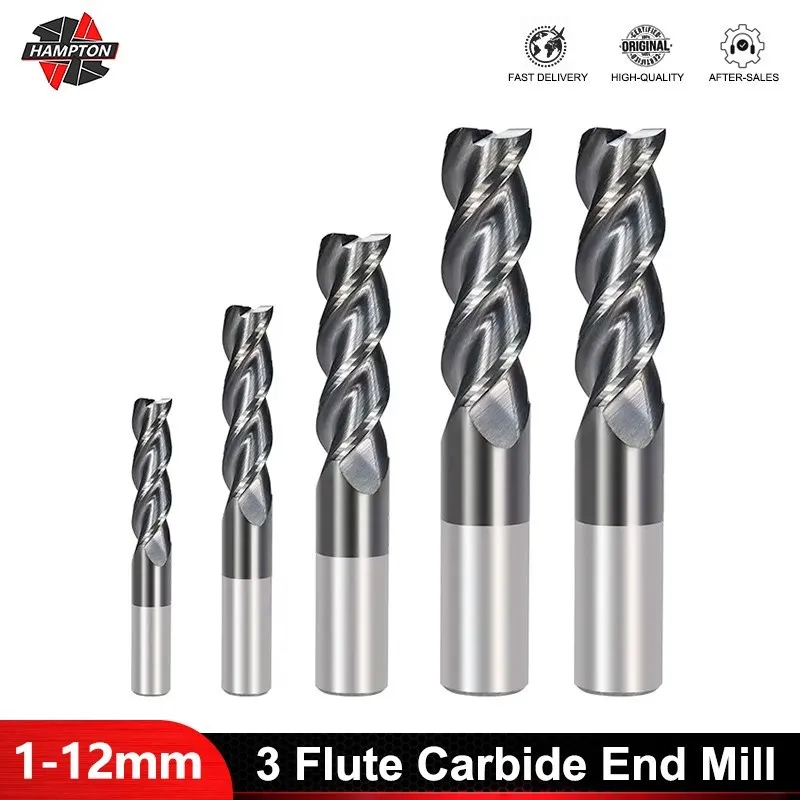 

HAMPTON Milling Cutter 3 Flute End Milling Bit 1-12mm Carbide End Mill For Aluminum Cutting CNC Machine Milling Tool Router Bit
