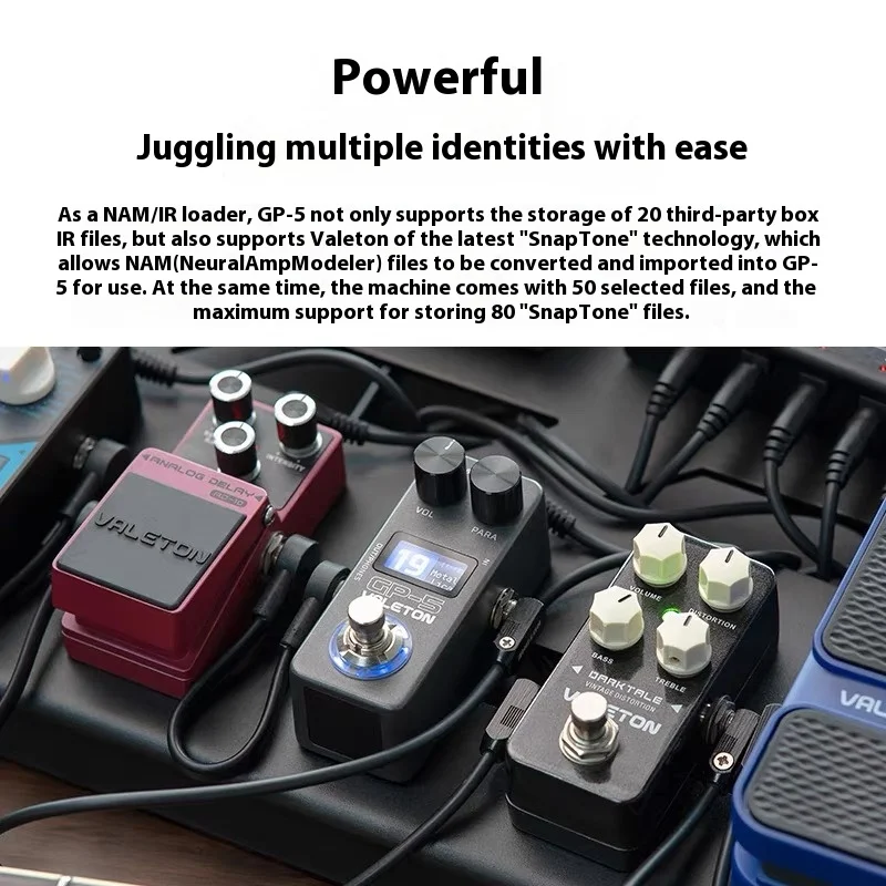 Valeton GP-5 جهاز تأثير متكامل للجيتار الكهربائي، بطاقة صوت محمولة ذكية، محمل Nam & Ir يدعم تحميل الطرف الثالث