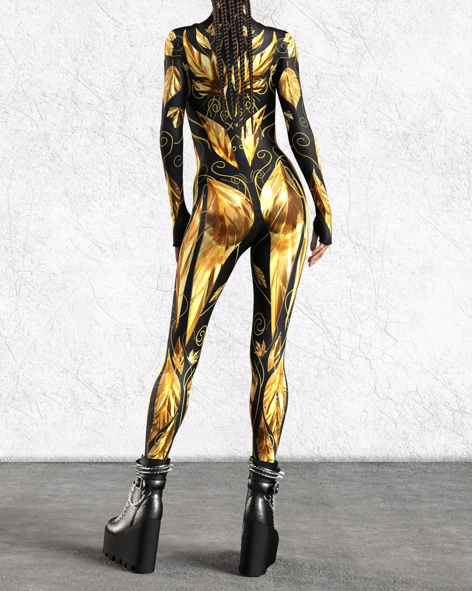 Halloween Bunter 3D-Druck Damen-Jumpsuit Erwachsener Sexy Rollenspiel-Bodysuit Party Bühnenauftritt Monos Catsuit Rave-Outfit – Detail 23