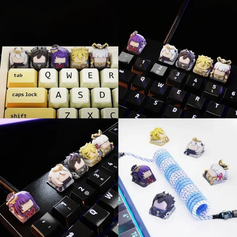 Game Impact  Original Custom Keyboard Keycap Peripheral 3D Resin Key Cap for Mechanical Keyboard White mold color it yourself