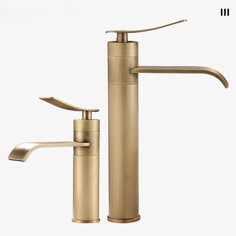 Antique Bronze Basin Faucets Bathroom Faucet Hot & Cold Brass Bathroom Sink Faucet Deck Mounted Lavotory Faucet  Mixer Water Tap