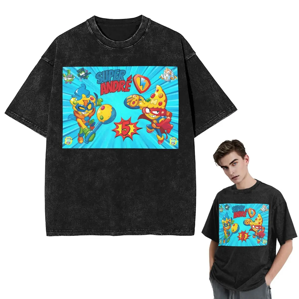 Streetwear T-Shirts Superthings Washed T Shirt Short Sleeve Hip Hop T-Shirt Tops Tees for Men Women