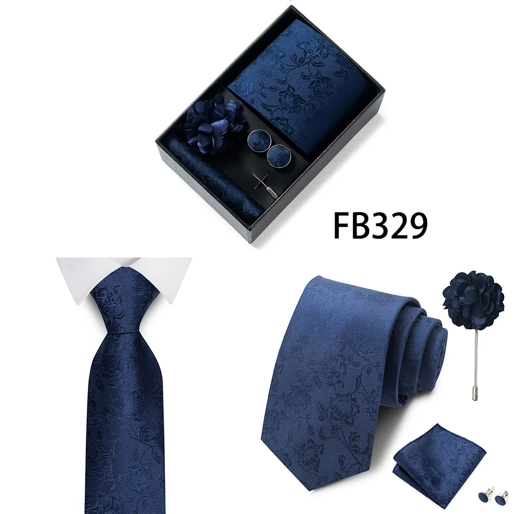 Luxuriöse Mode-Geschenkbox für Herren, 8 cm, Krawatten-Sets, Krawatte, Taschentuch, Manschettenknöpfe, Clip-Brosche-Set, goldener Druck, passend für Hochzeit – Detail 12