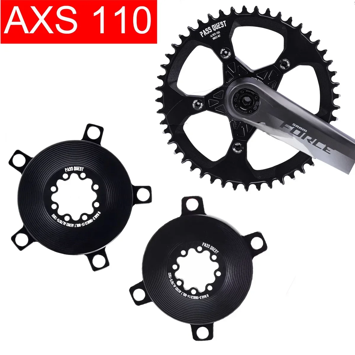 PASS QUEST 110 bcd chainring Adapter spider 4 bolt 5 holes Converter for Sram Force Road Bike Gravel axs 12 Speed Crank