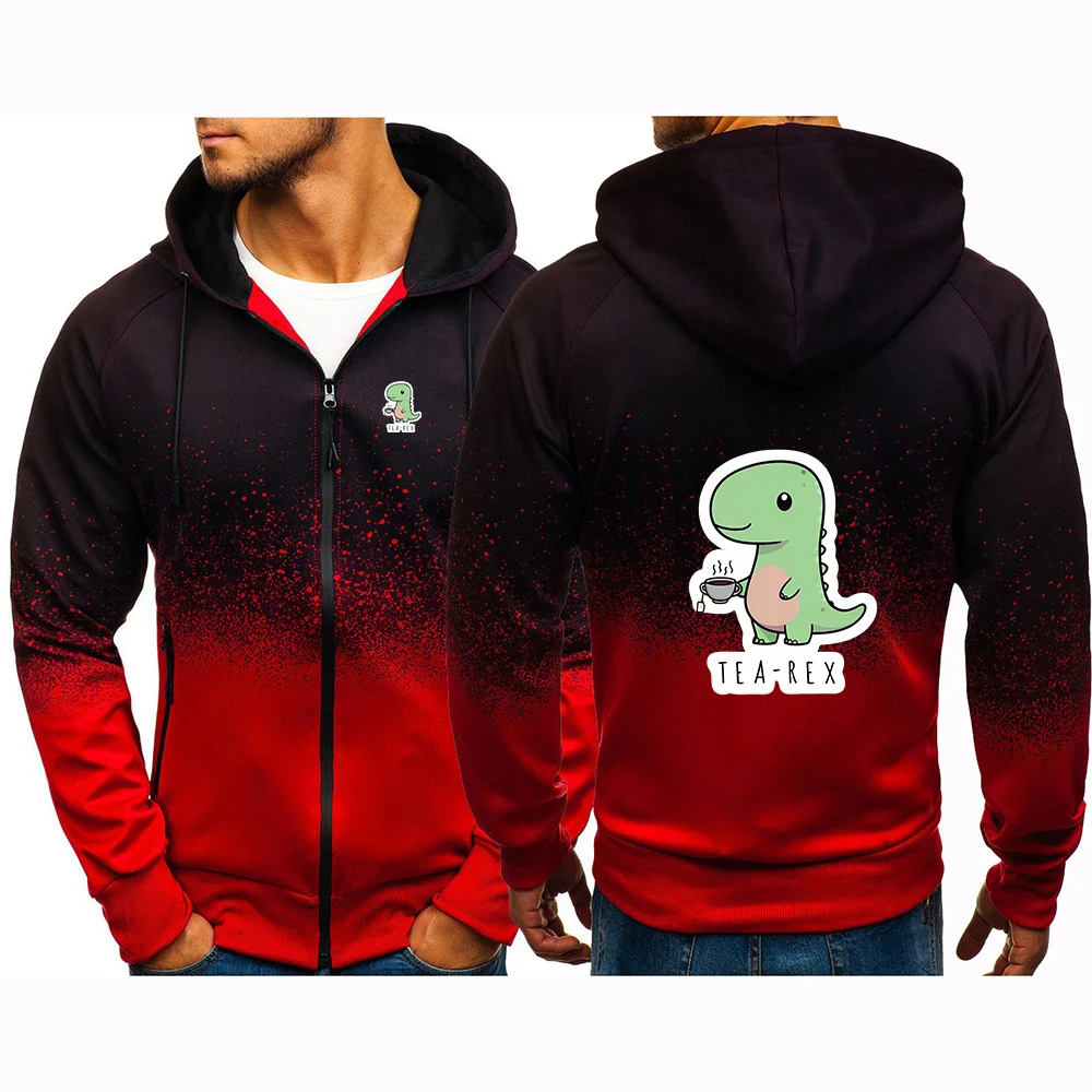 2025 Tea-Rex Dinosaur Logo Print Men's Spring And Autumn Man's Cotton Gradient Color Hoodies Breathable Comfortable Jacket