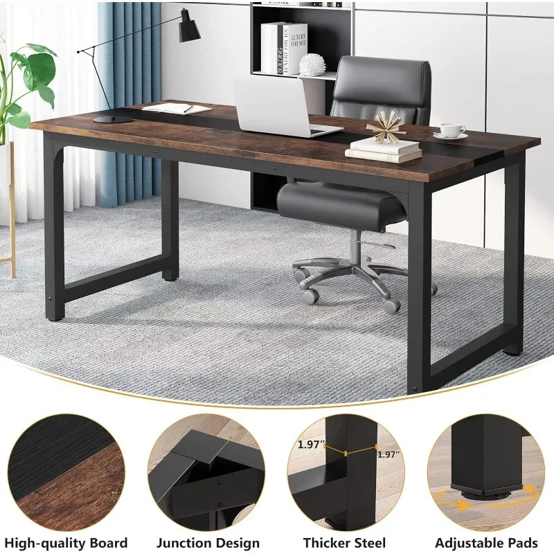 

Tribesigns 70.8”Executive Desk, Large Office Computer Desk with Thicken Frame, Modern Simple Workstation Business Furniture