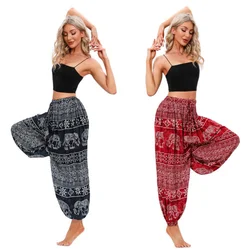 Pantalones bombachos con estampado Vintage para mujer, pantalón holgado de yo-ga, Hippie, ocio, danza del vientre, Leggings holgados, ropa deportiva