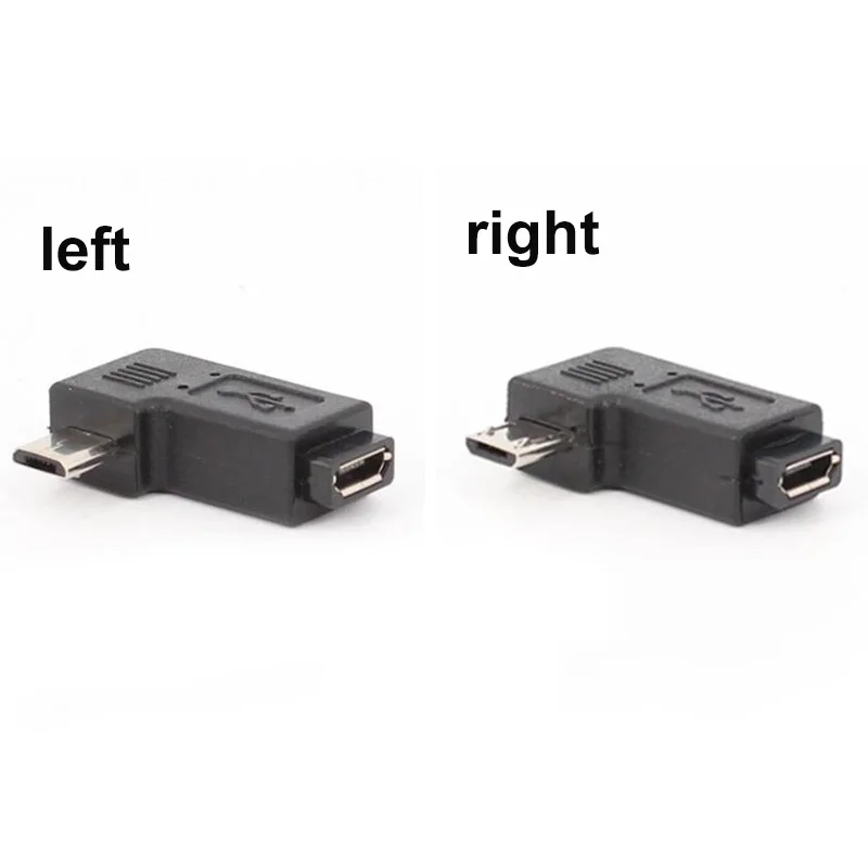 90 Degree Left & Right Angled Micro USB female to Micro USB Male Data Sync Adapter power converter Plug Micro USB 2.0 Connector