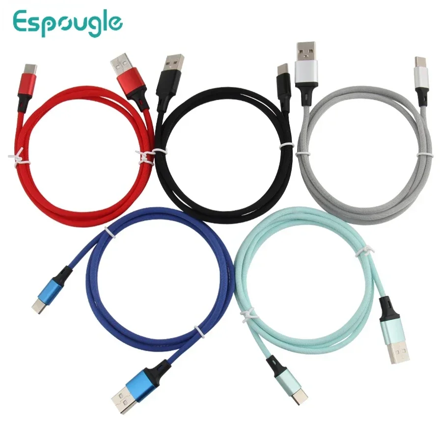 100pcs 1M Nylon USB Type C Fast Charging Cable Micro Data Sync Charger Wire Cord for iPhone Samsung Xiaomi Smartphones