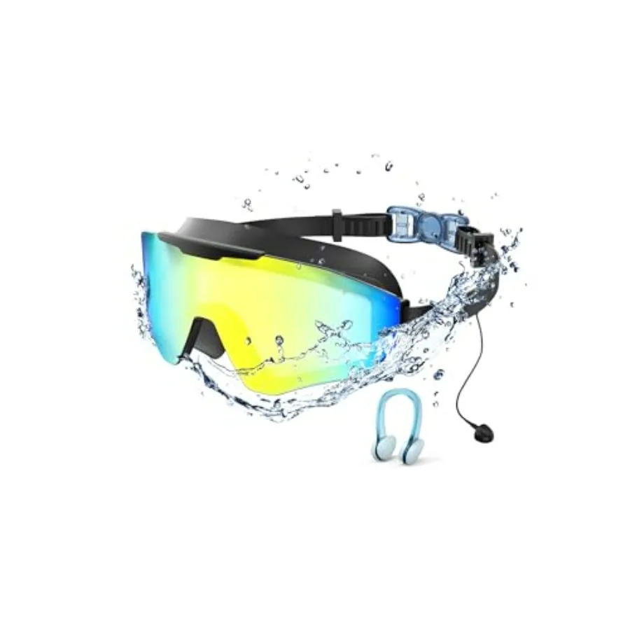 

Swim Goggles with Earplugs, Wide View Anti UV Fog Swimming Goggles, 3-Color UV Lens Swim Glasses for Men Women s