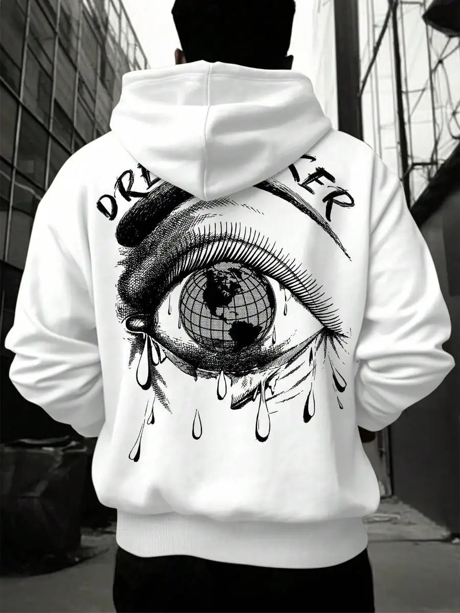 New High Quality Men's Streetwear, Graphic Print Fashionable Cotton Soft Outdoor Sports Hoodie