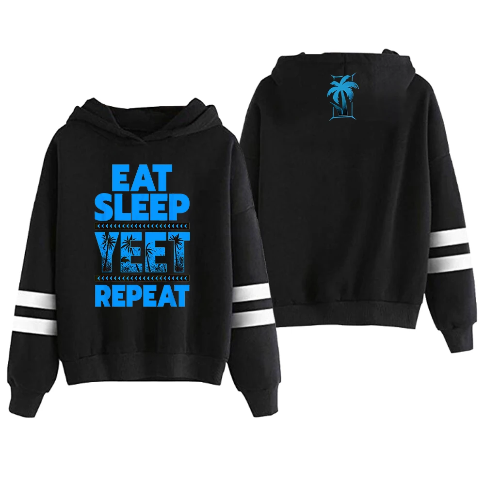 Jey Uso Eat Sleep Yeet Repeat Hoodie Pocketless Parallel Bars Sleeve Streetwear Women Men Hooded Sweatshirt Clothes