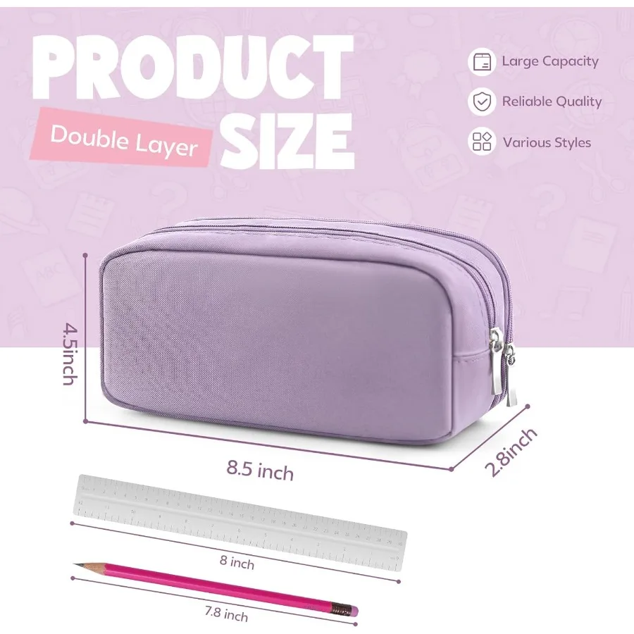 مقلمة ذات سعة كبيرة مع مقصورات متعددة للاستخدام المدرسي والمكتبي: منظم قرطاسية مثالي لمكتب السفر و #3