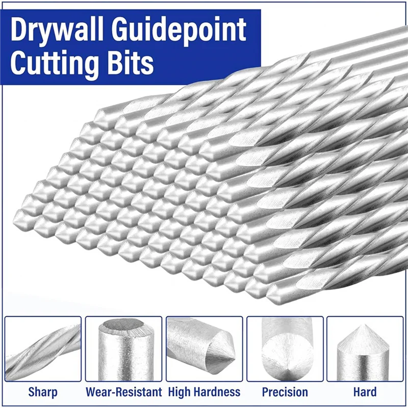 

【Promotion】100Pcs 1/8 Inch Drywall Guide Point Cutting Bits Drywall Tools,Dry Wall Cutting Tools,For Use With Spiral Saw