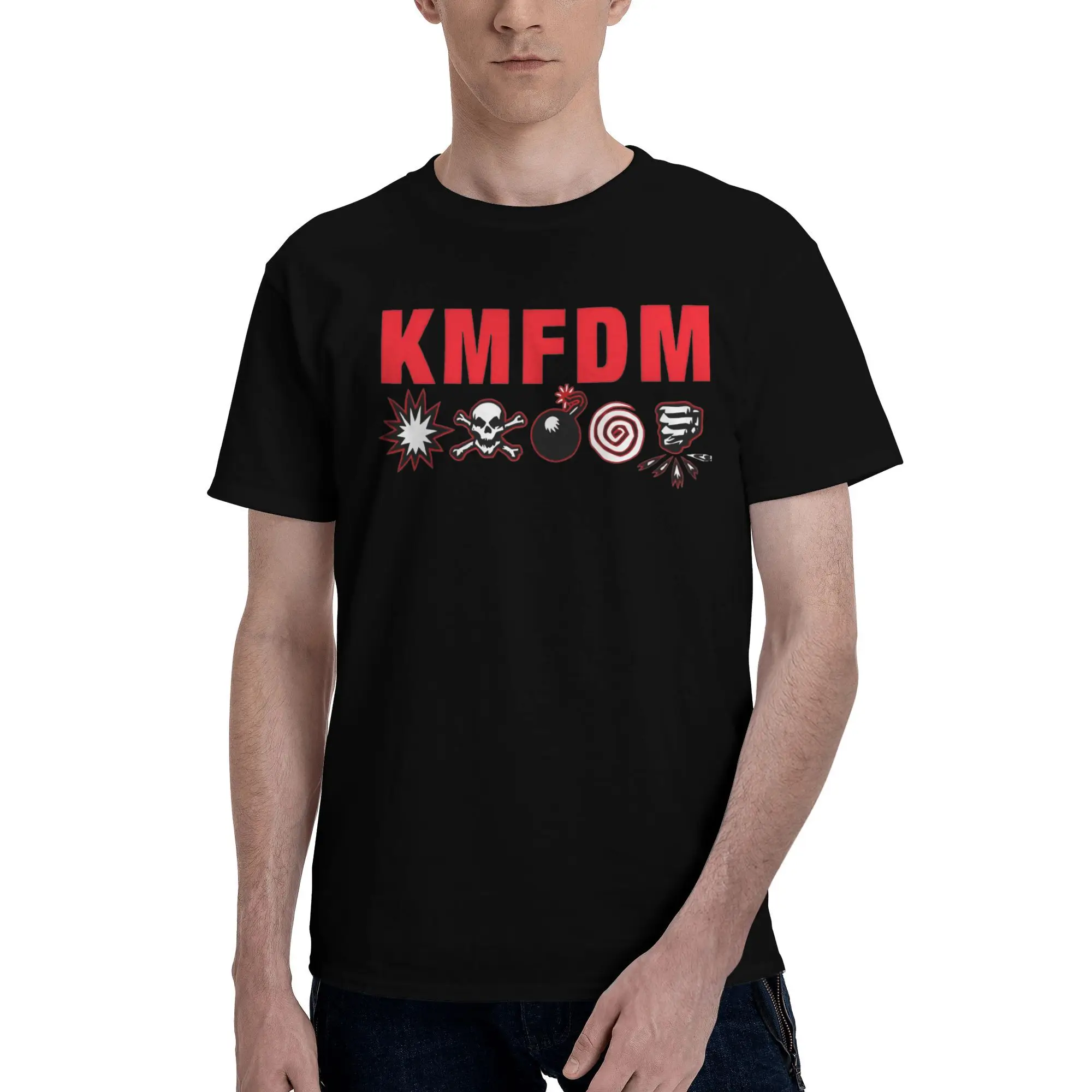 KMFDM T-Shirt Summer  Cotton T Shirts For Adult Leisure Loose Tshirt Short Sleeve Vintage Top Tees