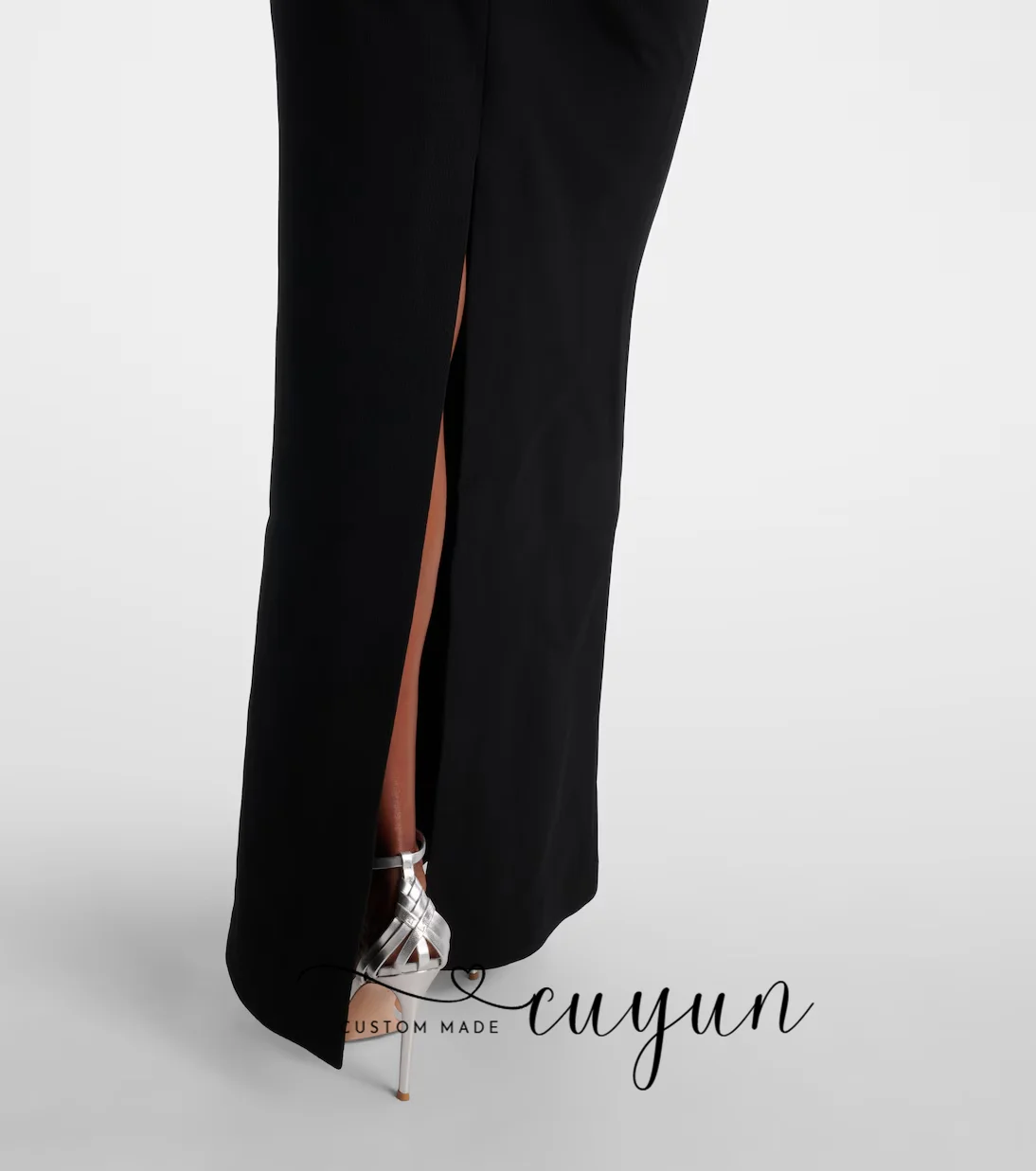 Suknia wieczorowa CUYUN, nowoczesna, czarna, syreni krój, długa do podłogi, na formalne przyjęcie, z krótkimi bufiastymi rękawami, sukienka w stylu saudyjskim, z kokardą.