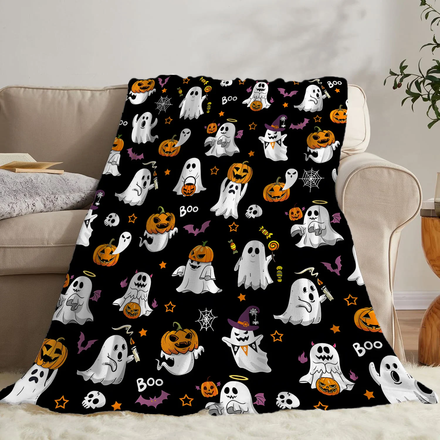 Halloween-Kreativ-Überwurfdecke, Decke mit Flanell-Aufdruck, superweiche, gemütliche Decke für Sofa, Nickerchen, Heimdecke, perfektes Zuhause, Geschenk für Sie