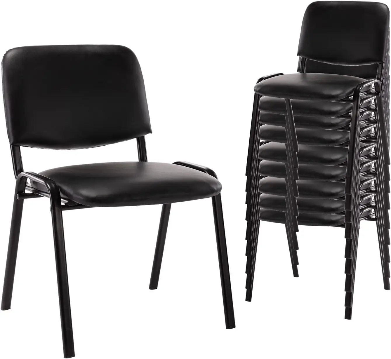 Room Chairs Set of 10 Stackable Conference Room Pu Leather Office Guest Side Reception for Breakroom/Lobby/