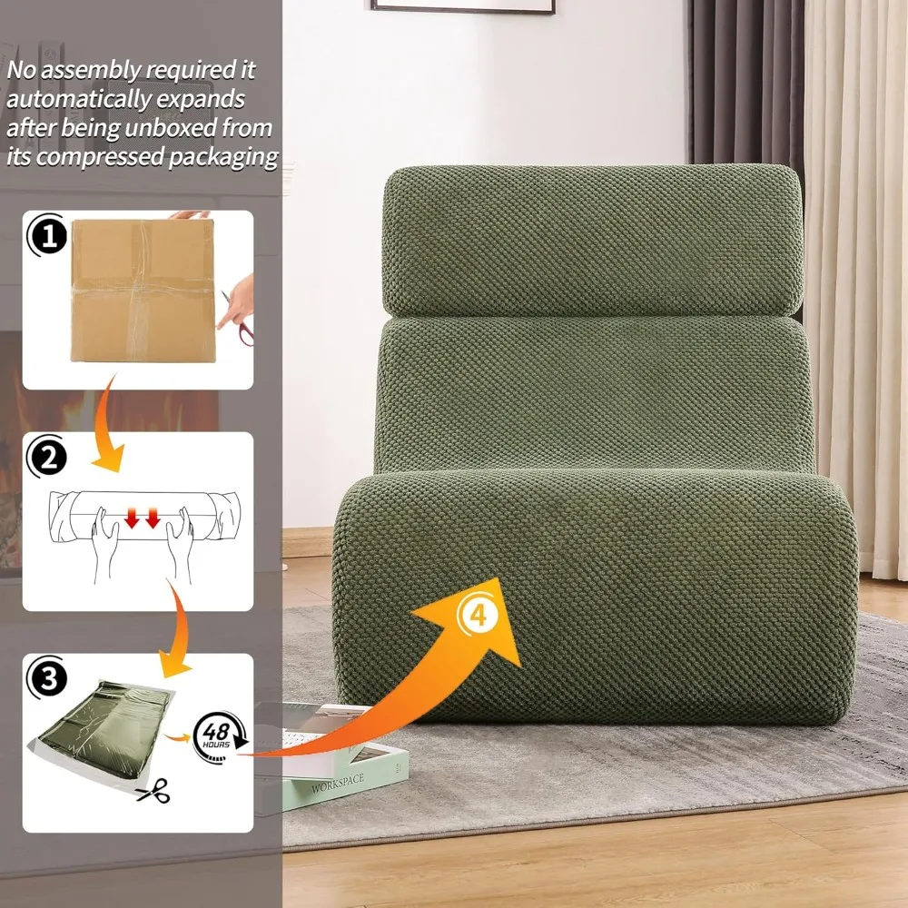 Compact Chaise Lounge Sofa for Small Spaces, Adult Lazy Floor Sofa Chair, Cloud Comfort for Living and Bedroom Use