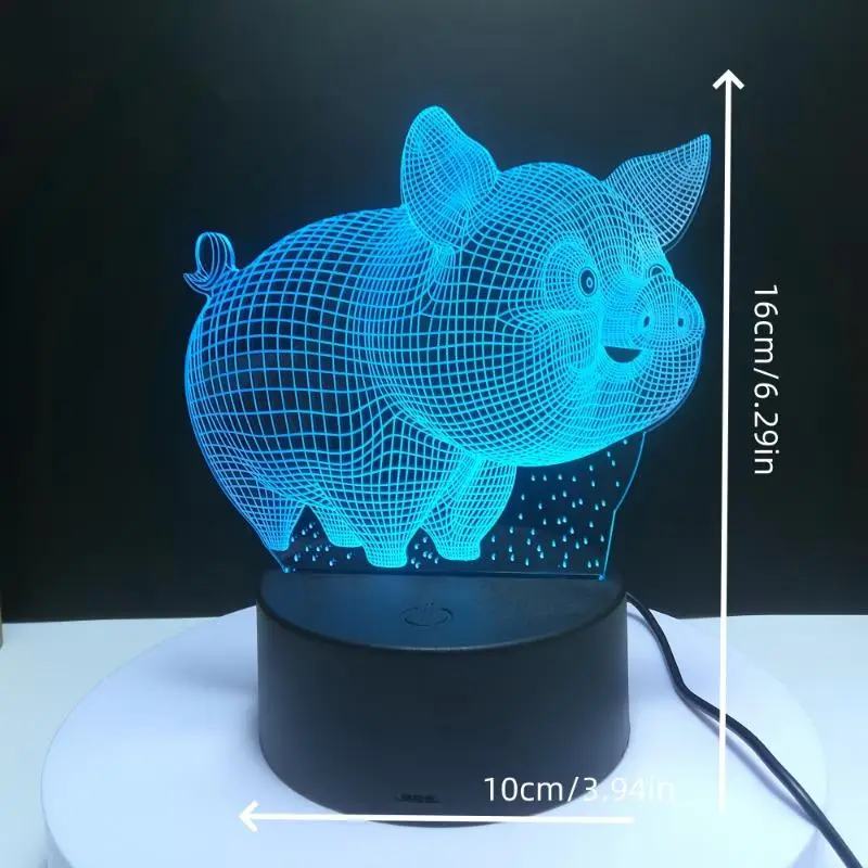 뚱뚱한 돼지 3D LED 야간 조명, 귀여운 돼지 테이블 램프, 터치 가능한 베이스, 변경 가능한 야간 조명, 침실 분위기 램프 선물, 7 가지 색상