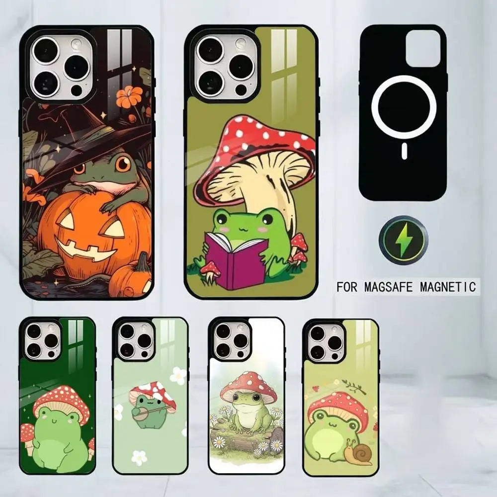 

Autumu Mushroom Frog Phone Case For iPhone17,16,15,14,13,12,11 Plus,Pro Magnetic For Magsafe Wireless Charging