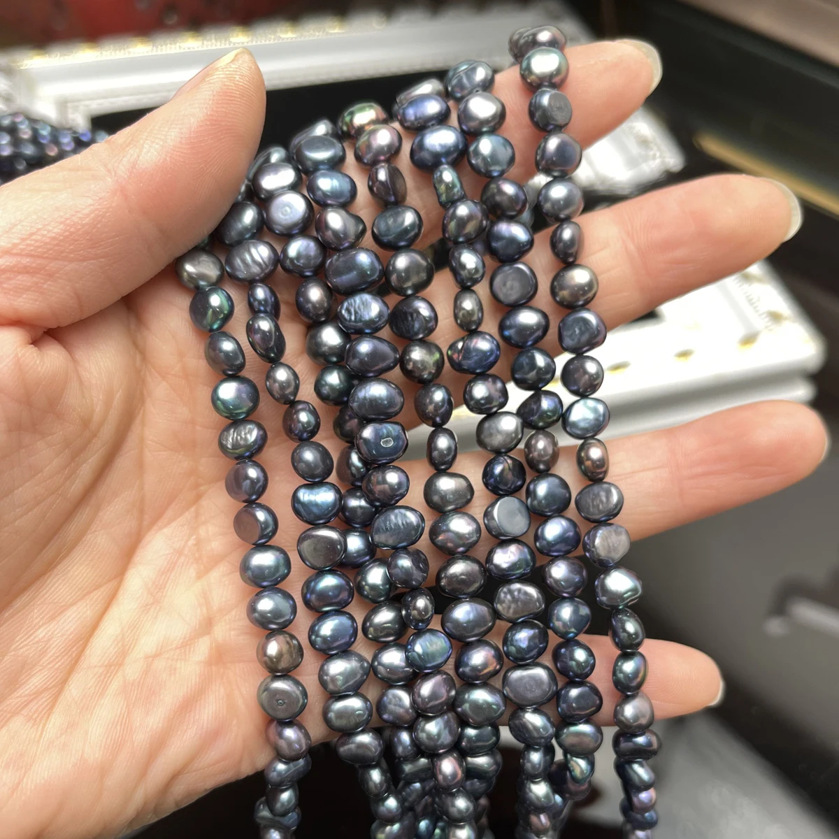 6-7-8mm Natural Freshwater Double-sided Luster Blue-purple Pearl Beads Irregular Shape for DIY Jewelry Making Necklace Bracelet