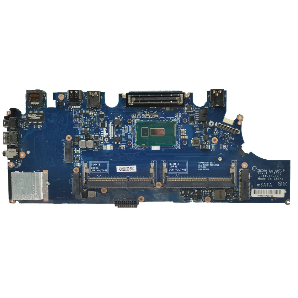 لديل Latitude 12 7250 E7250 اللوحة الأم للكمبيوتر المحمول 0F9HCX LA-A972P I3-5010U SR23Z DDR3 اللوحة الرئيسية للكمبيوتر المحمول تم اختبارها بالكامل