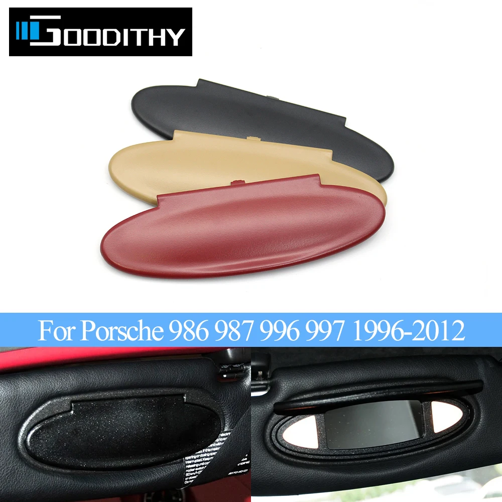 Sun Visor Shade Mirror Makeup Cosmetic Holder Cover For Porsche Boxster Cayman CARRELA TARGA GT2 GT3 986 987 996 997 1996-2012