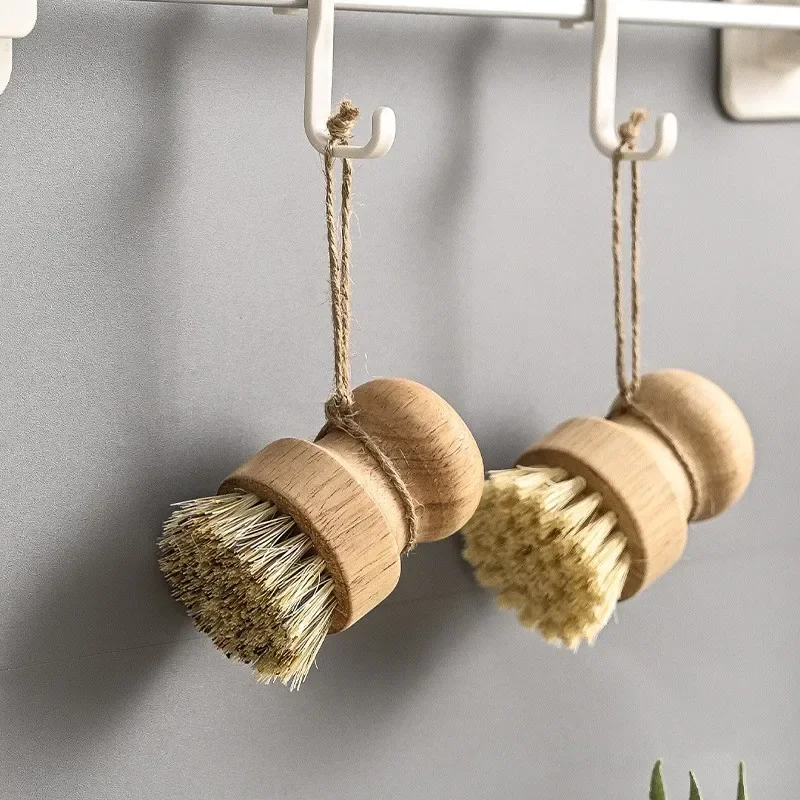 Wooden Kitchen Dish Brush Handle Cleaning With Natural Sisal and Coconut Kitchen Durable Scrubbing Portable Eco Multifunctional