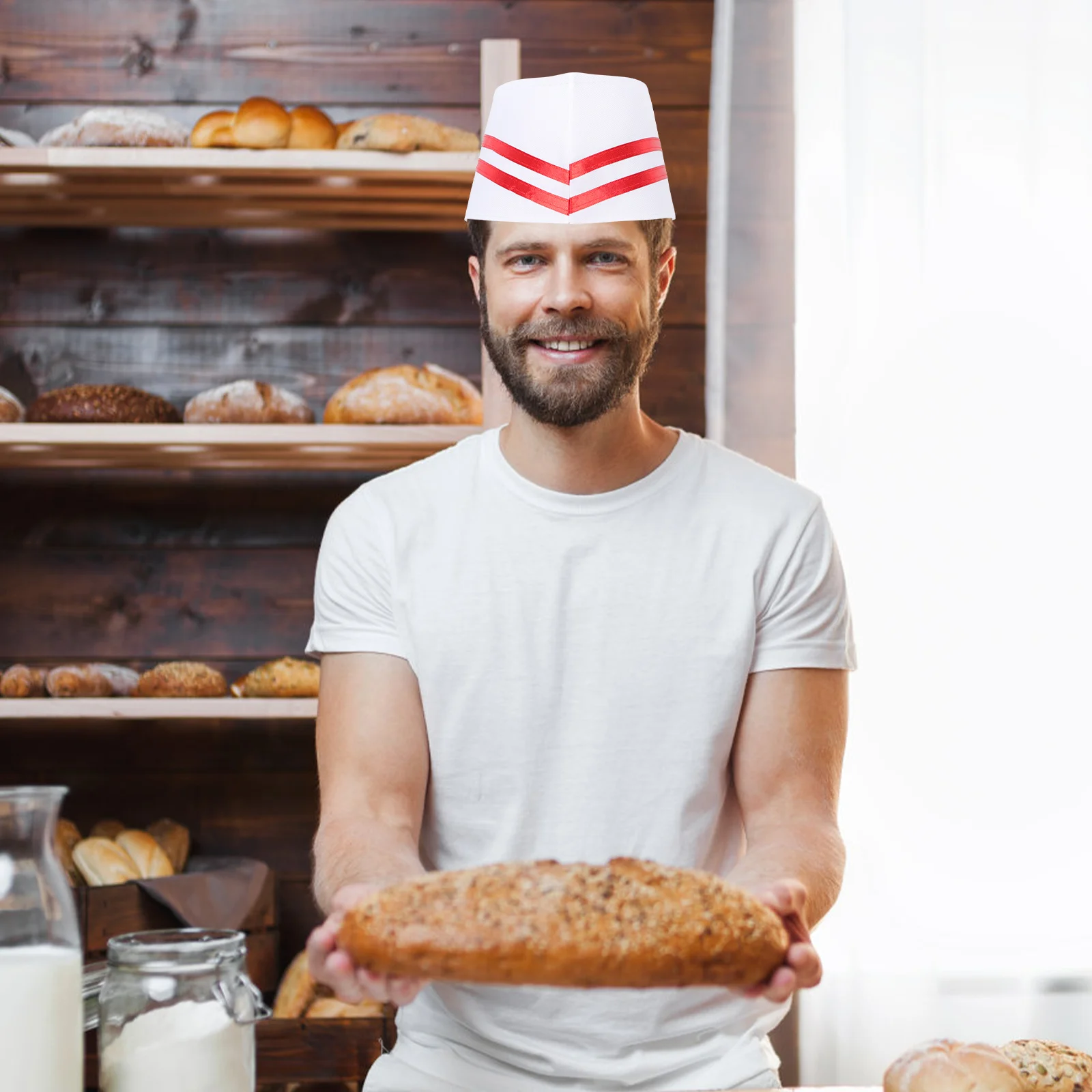 Berretti da servizio da 9 pezzi Cappelli da uomo e da donna per cappelli da cuoco in cotone da lavoro in tessuto da cucina