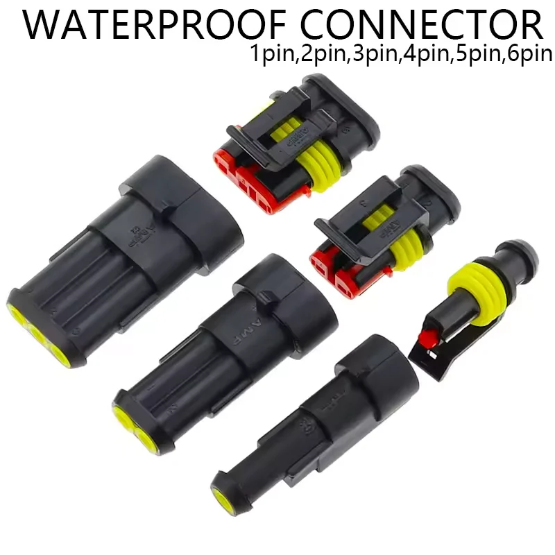 5 conjuntos de 1/2/3/4/5/6 pinos way amp tyco super selado conector de fio automotivo terminais de tomada elétrica para carro conector à prova d' água