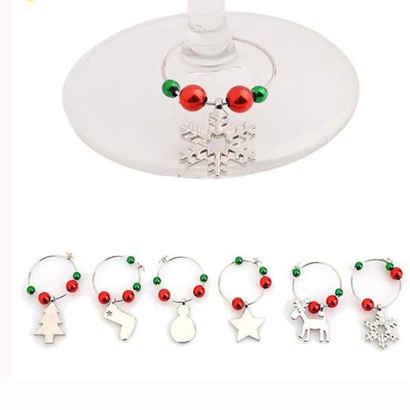 Christmas Xmas Cup Decoration Rings Wine Glass Pendants For Home Table Decoration Party New Year Product Party Supplies