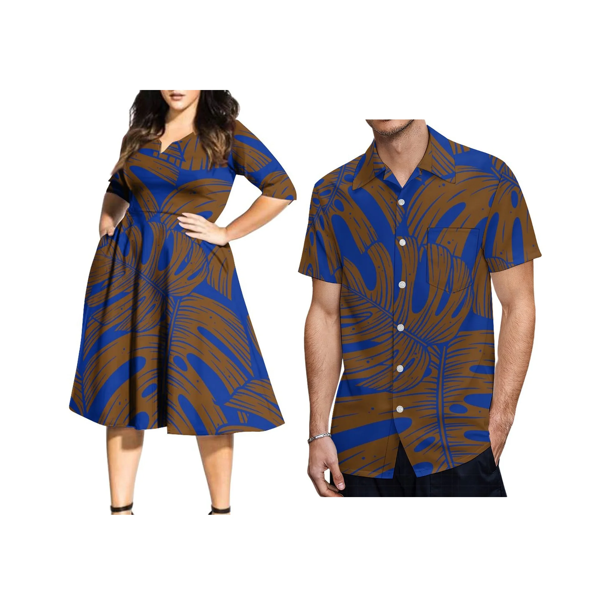 

Polynesian Island Style Casual Long Ladies Dress Plus Size Women Half Sleeve V Neck Dress High Waist Clothing Vestidos