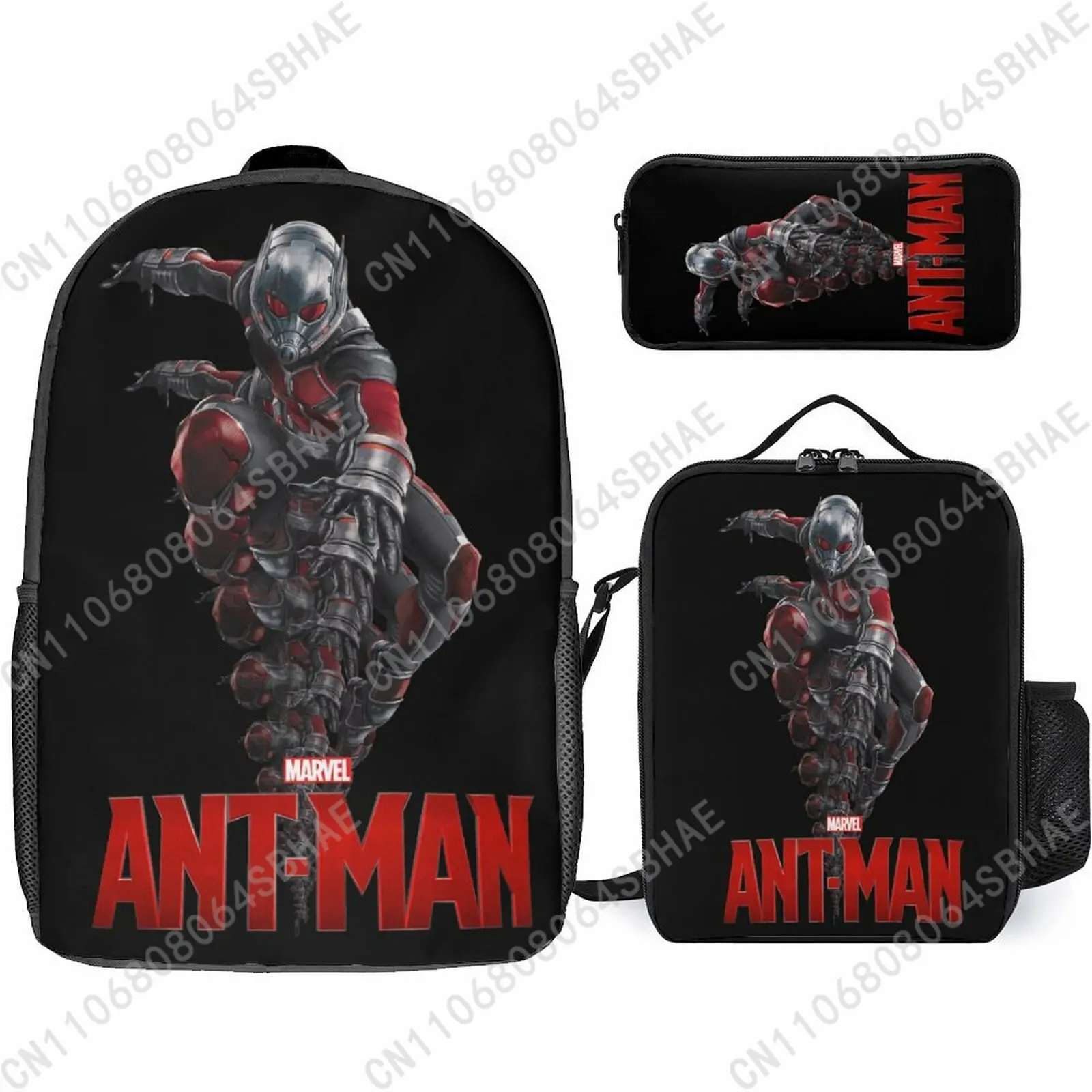 

Marvel Ant Man School Backpack For Teen Middle High School Students 3Pcs Bookbag Lunch Tote Bag Pencil Pouch Cosplay