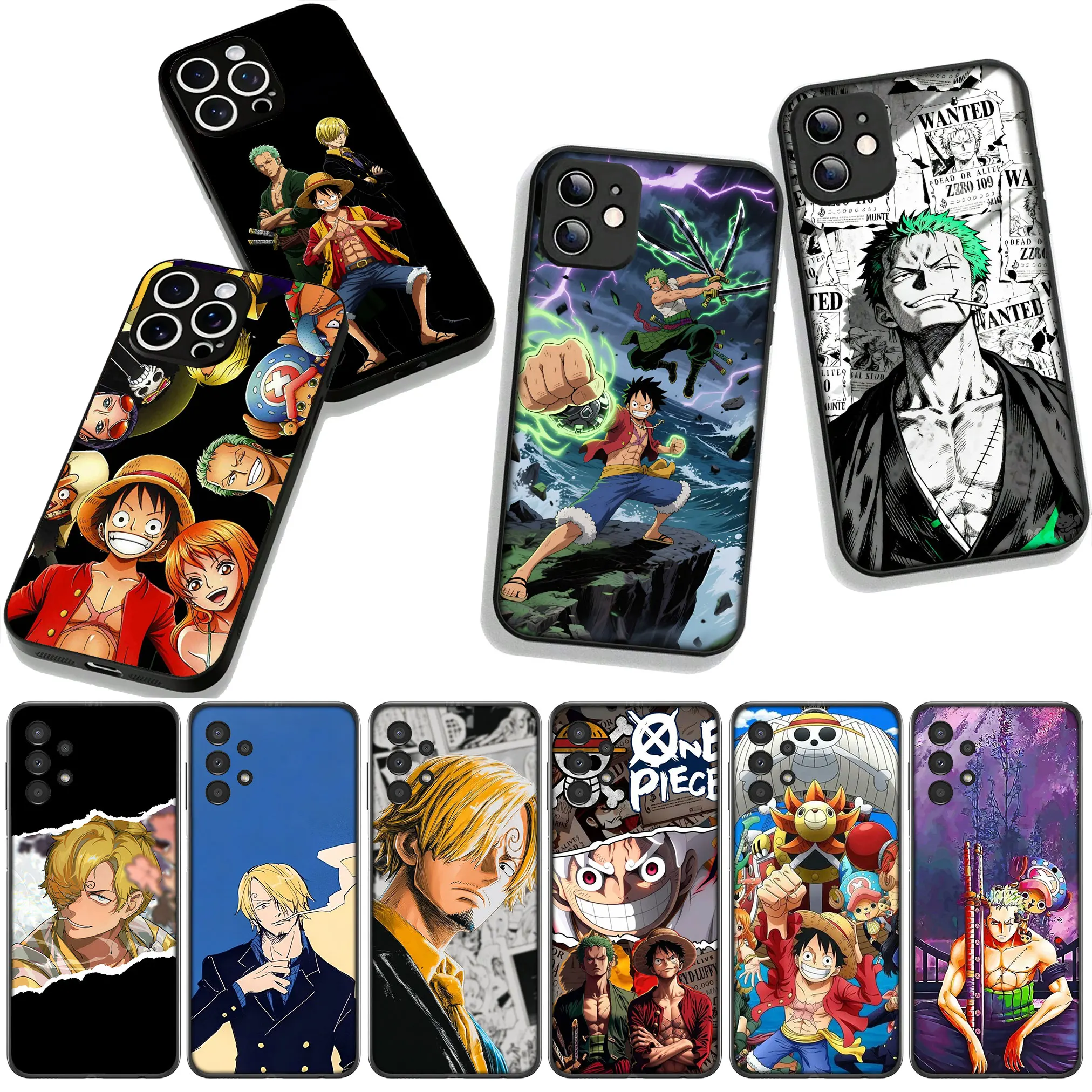 Чехол для Motorola Moto G04 G13 G14 G22 G23 G32 G34 G35 G64 G82 G84 G53 G60 G72 E14 E15 E13 с изображением Луффи, Ророноа Зоро, Санджи (One Piece)