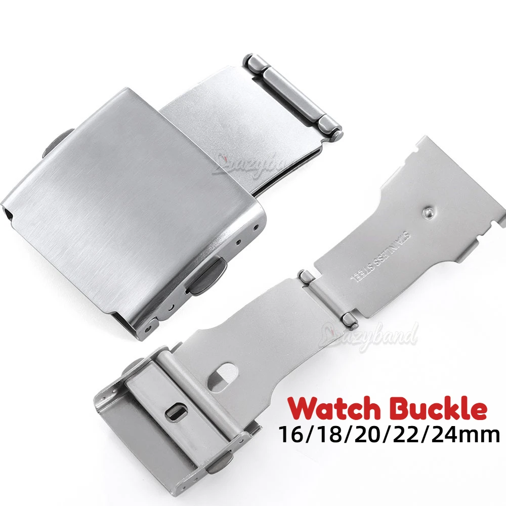 16mm 18mm 20mm 22mm 24mm Stainless Steel Watch Buckle Push Fold Deployment Folding Clasp For Seiko Button Accessories Universal