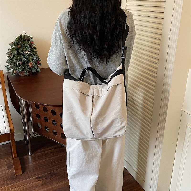 

Japanese Style Casual Minimalist Couple Crossbody Bags New Korean Trend Nylon Fabric Solid Color Student Shoulder Bag