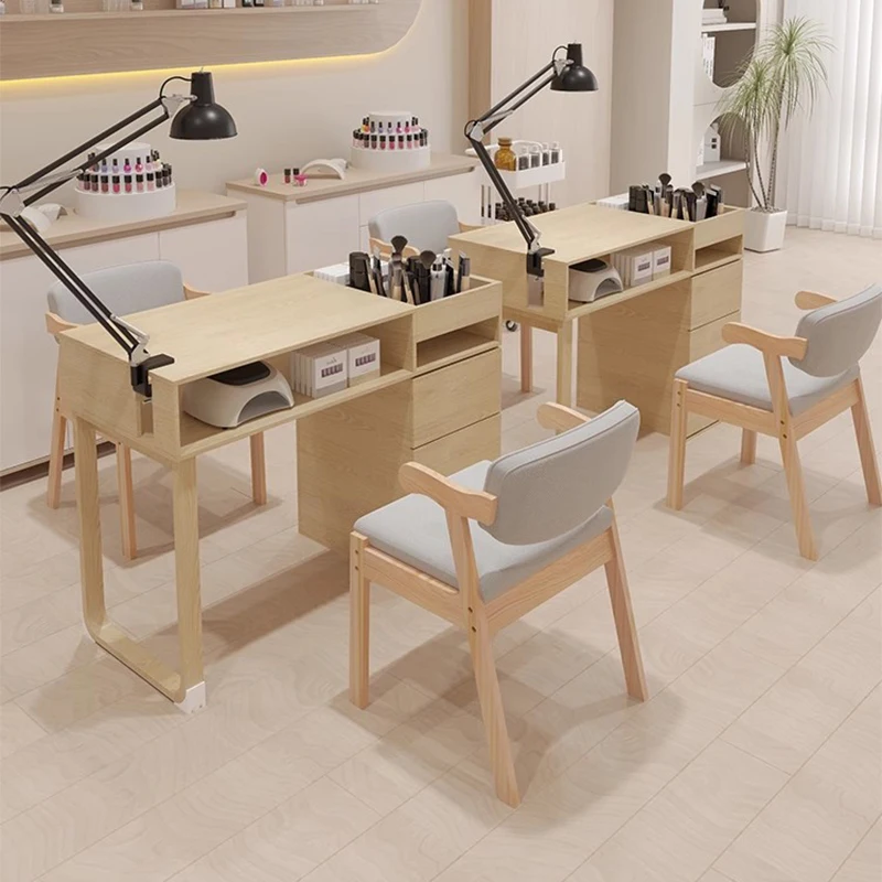 Japanese Dressing Manicure Table Modern Cream Style Reception Nail Tables Professional Simple Salon Furniture Nail Desk LLMT