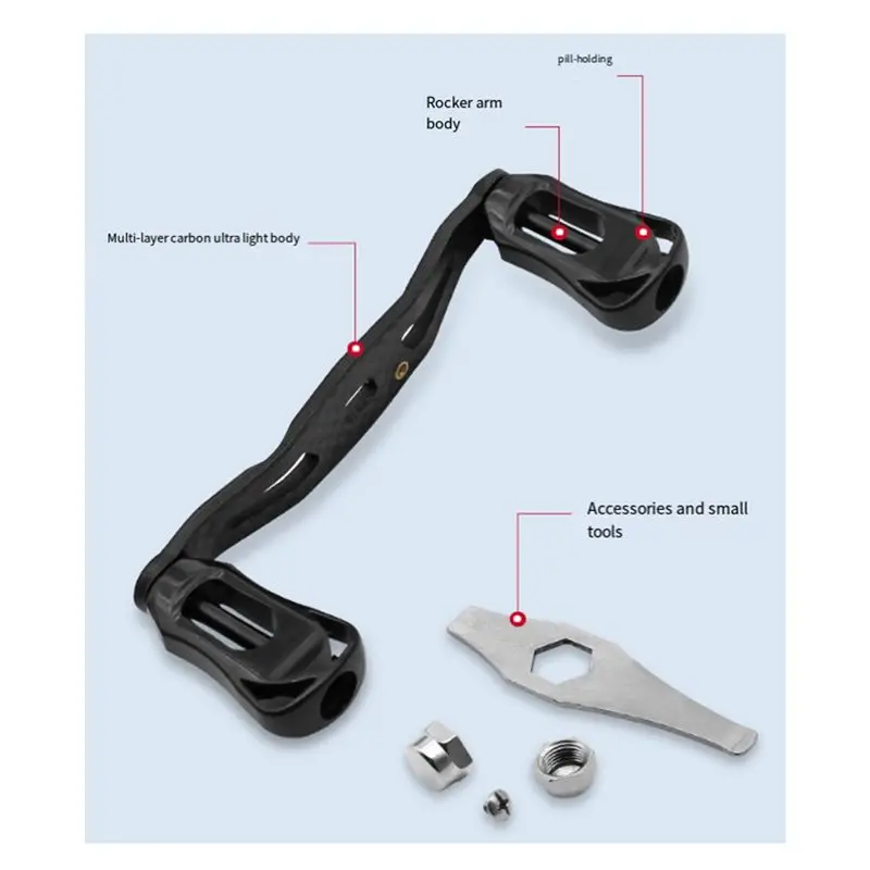 AEE4-Reel Crank Handle 8X5mm For Shimano Daiwa Abu Garcia Baitcasting Reel Carbon Handle