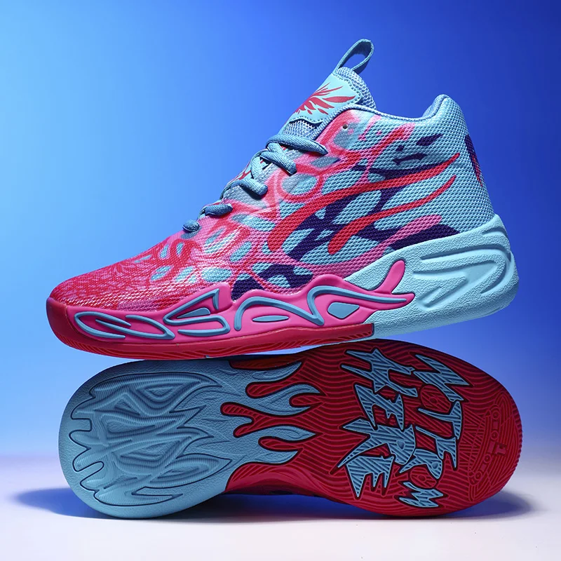 

A pair of children's four-season mesh high-top basketball shoes, wear-resistant basketball shoes, sizes 36-44，BBY-739