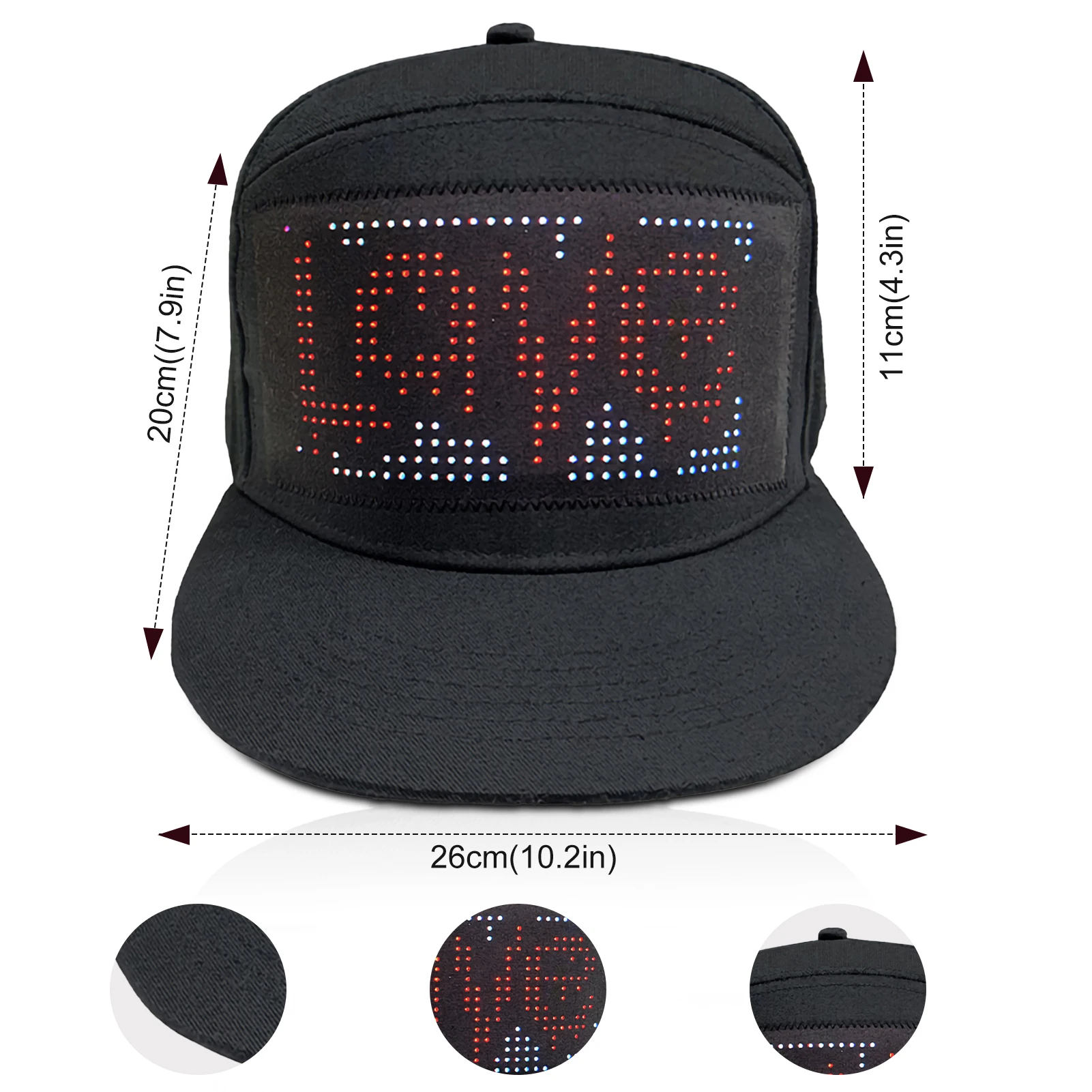 Led Baseball Cap Bluetooth App Control Usb Rechargeable Scrolling Message Display Board Hip Hop Glowing Hat Atmosphere Hat