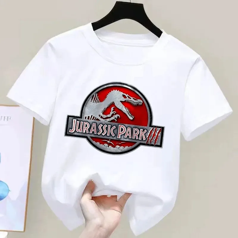 Jurassic Park T-Shirt für Kinder, Jungen und Mädchen, Sommer-Dinosaurier-Film-Logo-Druck, T-Shirt aus Baumwolle, kurzärmelig, lässiges Oberteil, Geschenk für Kinder – Detail 19