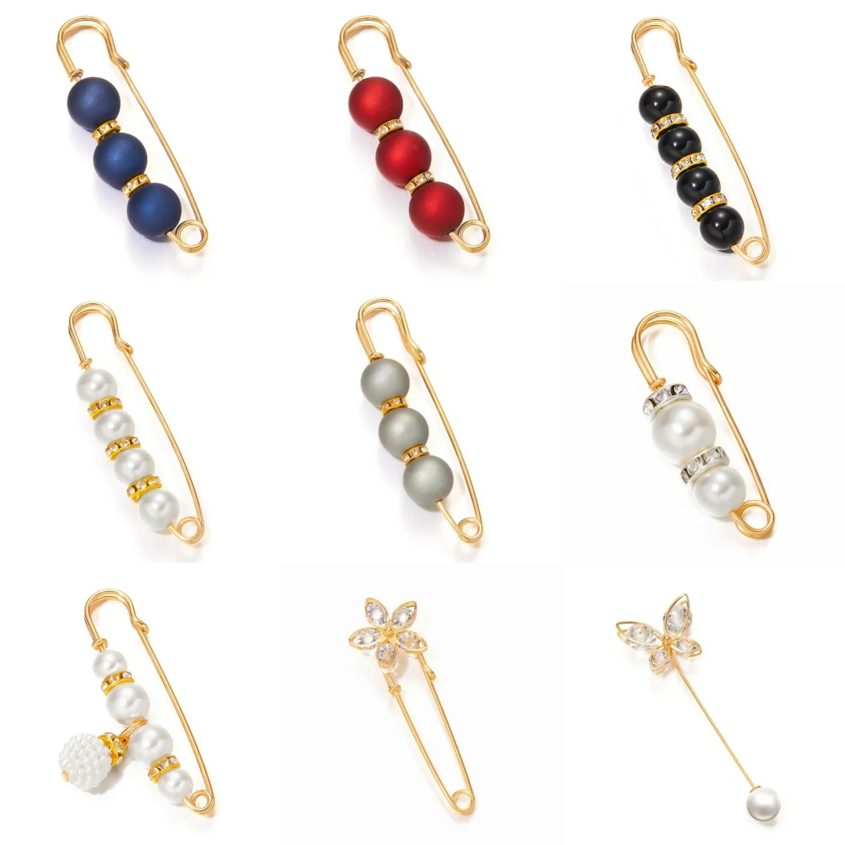 1PC Trendy Pearl Clothing Pins For Women Waistband Pins Decoration Dress Pant Buckle Brooches Set Sweater Accessories Jewelry