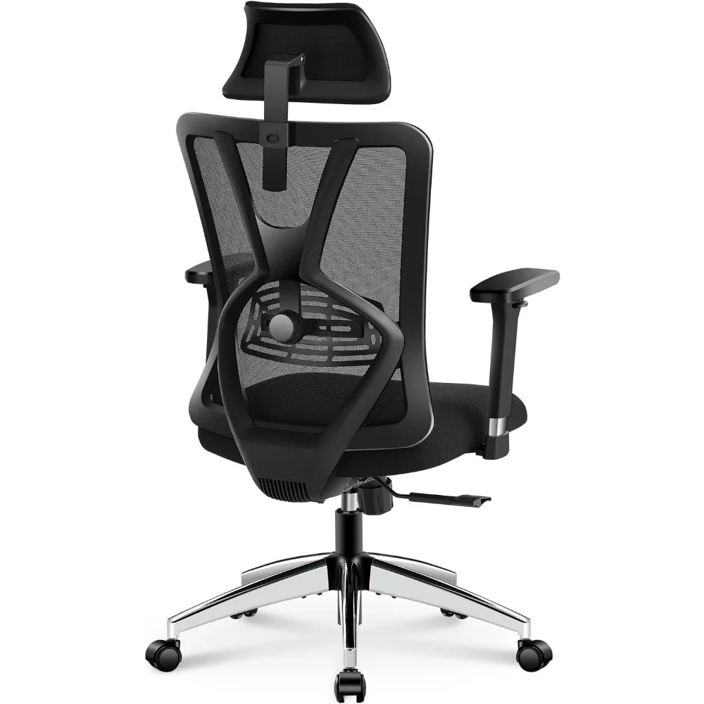 

Ergonomic Office Chair - with Adjustable Lumbar Support 3D Metal Armrest - 130° Mesh with Thick Seat Cushion Rotatable Headrest