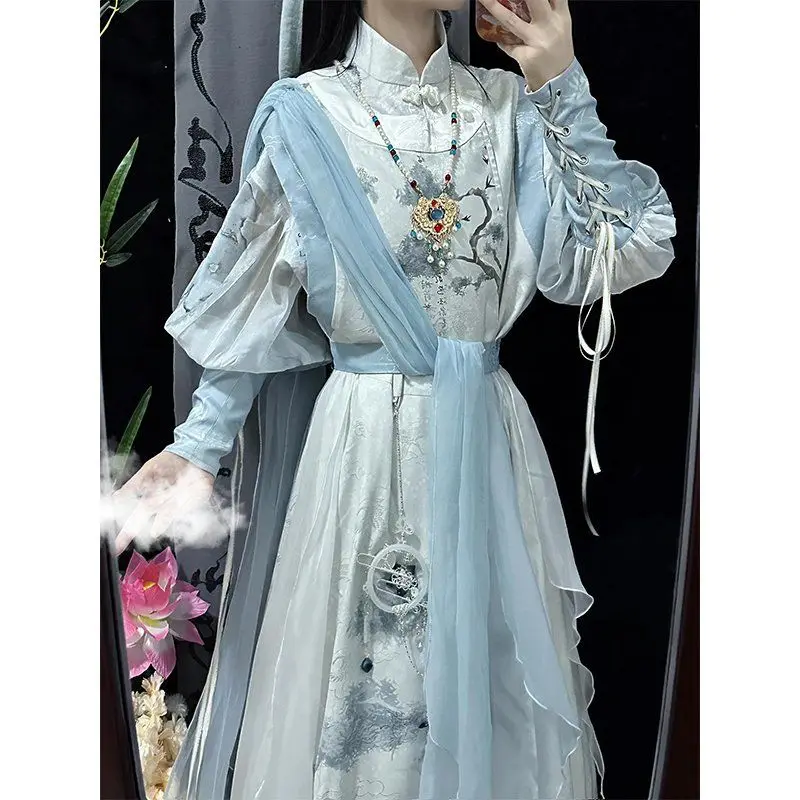 Chinese Hanfu Blue - Phoenix Original Modified Hanfu  Unisex Summer Xianxia Costume Chinese Traditional Clothes Woman