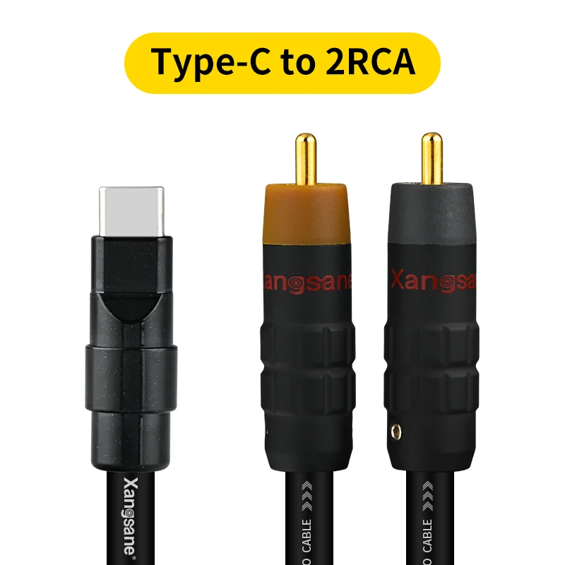 Pure Silver Type-C to 2RCA Cable with ACL5686 Decoder Chip for Mobile Phone Power Amplifier