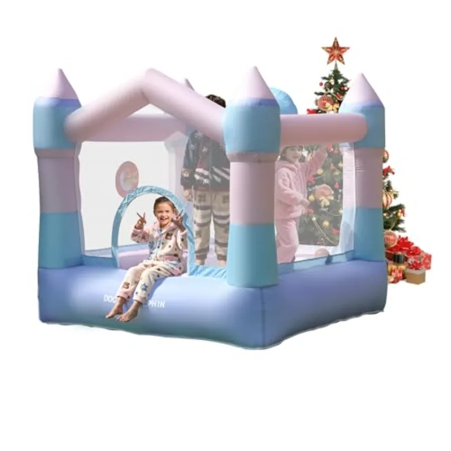 

Надувной батут Mini Bounce House с вентилятором для детей 3-8 лет, 7,05 футов (длина) x 6,88 футов (ширина) x 6,39 футов (высота), надувной замок с баскетбольным кольцом.